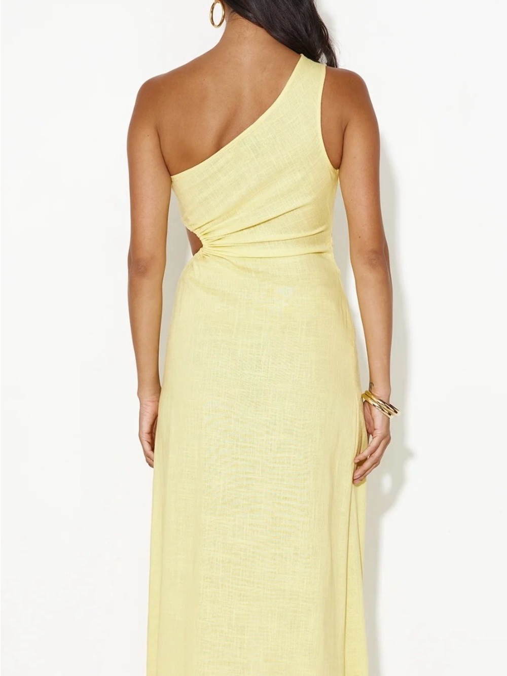 Hello Molly Lemon Yellow One-Shoulder Cutout Maxi Dress - Picture 6 of 7
